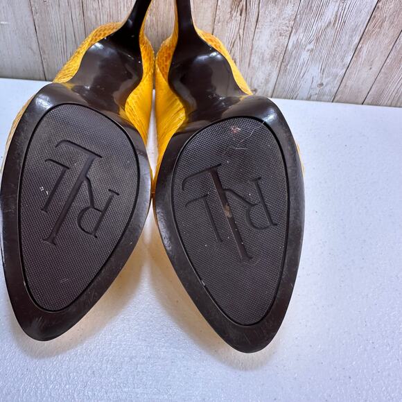Lauren Ralph Lauren Kailee Pumps Womens sz 7B Yellow Snakeskin Leather Stiletto - Picture 6 of 10